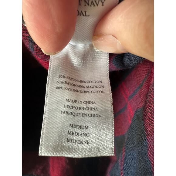 RAILS M Navy Blue Red Plaid Rex Studded Flannel Button Up Raw Hem Shirt LS E9 - Picture 5 of 8